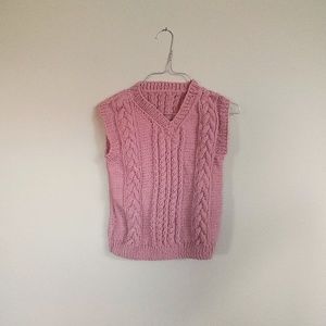 Pink Hand Knit Medium Sized Sweater Vest